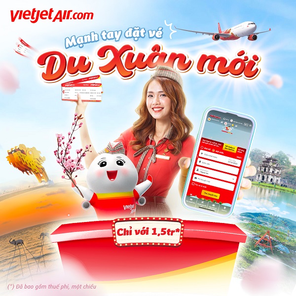 Du xuân trong tầm tay với ưu đãi vé máy bay của VietjetAir